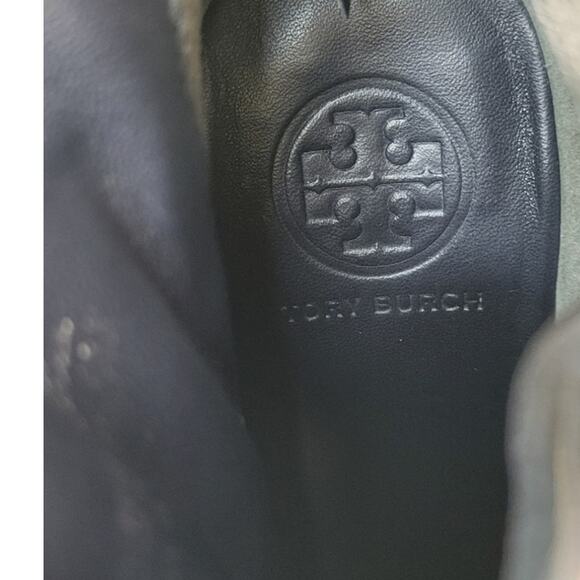 Tory Burch Heels Gracie Bootie Women's Navy Suede & Leather Shoe Size 9. - Picture 13 of 13